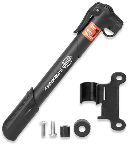 HEYNER® Luftpumpe mit 8 bar kompakte Fahrradpumpe mit tauschbarem Ventil und Halterung Rahmenpumpe