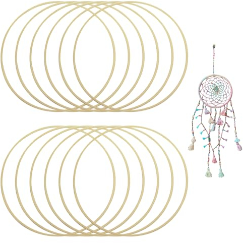 Set mit 12 Holzringen aus Bambus, Kreis, Traumfänger, 20 cm, Blumen, Bambus-Ringe, Makramee-Ring für Traumfänger, Hochzeit, DIY Dekoration