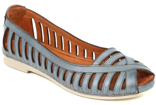 Pavers Womens Leather Open-Toe Ballet Flats Denim Size 6