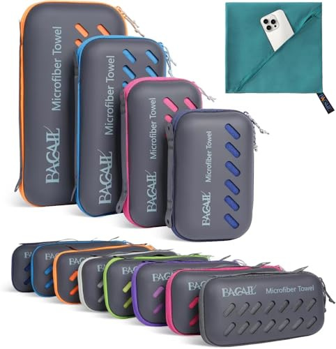 BAGAIL Microfibre Towel - Quick Dry, Super Absorbent, Ultra Light & Compact - Ideal for Camping, Travel & Beach, Swimming Towel, Great for Sports, Gym, Yoga and Backpacking, Teal, 140x70cm