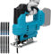 panthem Scie sauteuse sans fil pour batterie Makita 18 V (sans batterie), avec 10 lames, angle d'inclinaison de 45 °, scie sauteuse électrique sans balais à 6 vitesses, changement de lame sans outil