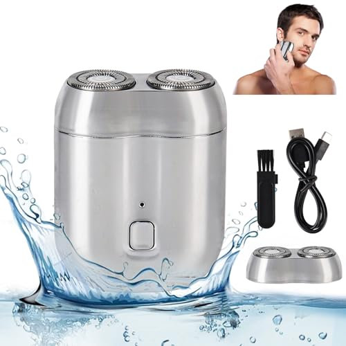 XCWTBL Rasierer Herren Elektrisch,Tragbarer Mini Elektrischer Rasierer Herren, Elektrorasierer Herren 2 In1wasserdicht Kabellos Rotationsrasierer Für Gesicht Nass Tiefenreinigung Shaver Men