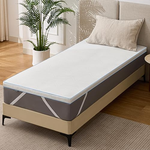 Solviente Topper 90x200cm H3-7.5cm de Grosor, Sobrecolchón de Espuma Viscoelástica y Fría, Certificado Oeko-Tex, Funda Extraíble, Antideslizante, Hipoalergénico y Transpirable