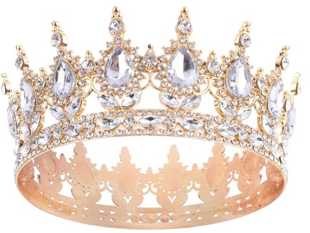 IETWATE Corona di compleanno da donna e ragazza, corona dorata per torta di compleanno, vintage, tiara da donna e ragazza, corona dorata per ragazze, principessa, compleanno, festa, matrimonio