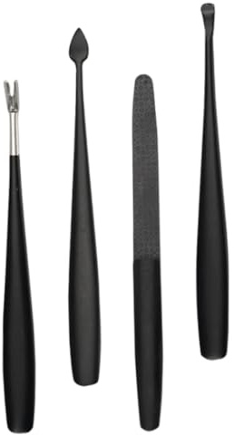 Set Strumenti per Cuticole Professionale in Acciaio Inox, 4 Pezzi Nero