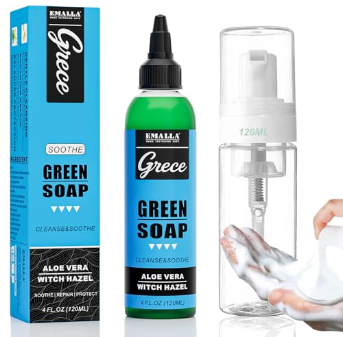 Green Soap Kit de limpieza de tatuajes, 120 ml, jabón con botella de espuma, 100 ml, para tatuajes, accesorios de limpieza