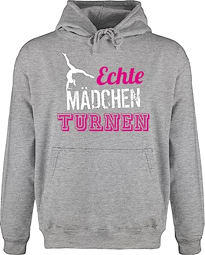 Hoodie Herren Pullover Männer - Echte Mädchen turnen I Geschenk Turnerin - XS - Grau meliert - sport turn pulli turner pullis gymnastic fun-kapuzenpullover turnerinnen hoodies kunstturnen hoody