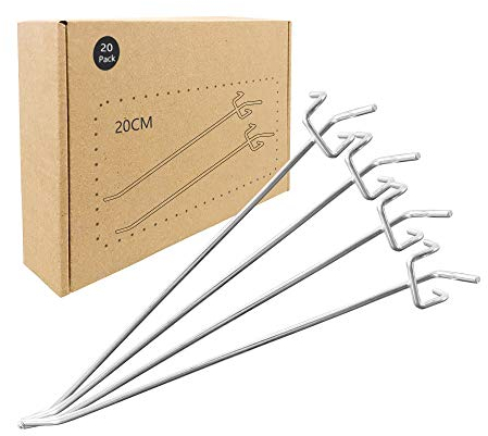 Lot de 20 crochets de tableau noir pour accessoires de rangement de plaque perforée de bricolage, panneau mural, étagère d'affichage de détail, 20 cm, distance du trou 2,5 cm