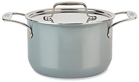 All-Clad FUSIONTEC Natural Ceramic with Steel Core Stockpot with Lid, 7 Quart, Platinum