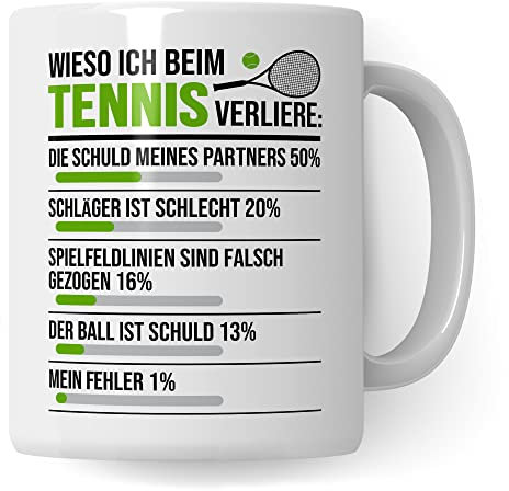 Tennis Tasse, Wieso Ich beim Tennis verliere Tennis-Spruch, Geschenk Tennisspieler Tennis-Spielerin, Tennisprofi Tennisliebhaber, Geschenkidee Kaffeetasse Kollegen Spielpartner (Weiß)