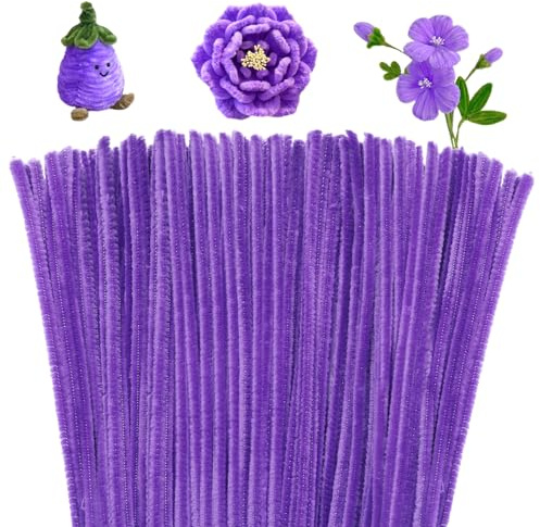 Giwrmu 100 Pieces Pipe Cleaners Chenille Stem, Light Purple Pipe Cleaners Craft, Fuzzy Sticks Craft Supplies, Colored Pipe Cleaner for Creative Handmade DIY Art Craft Project