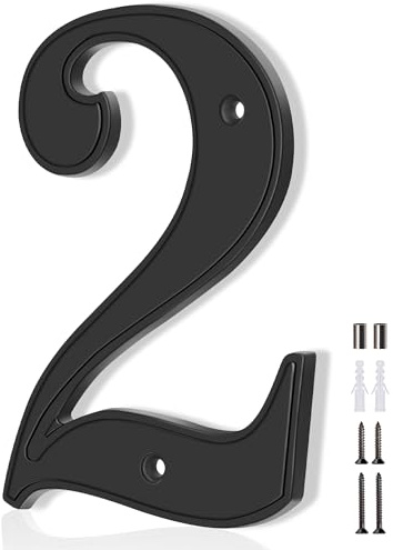 Emotionlite Hausnummern 2, 12,7 cm, Zinklegierung, Vintage-Hausnummern für außen und innen, schwarz