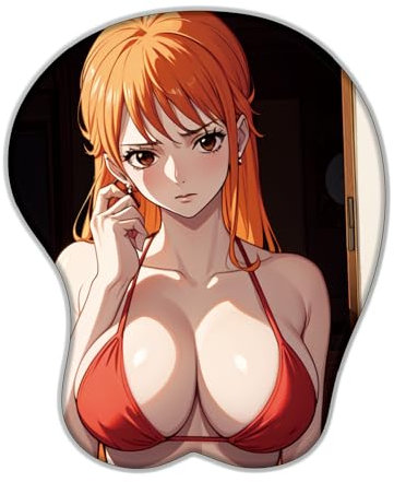 Tapis de Souris 3D One Piece NaMi avec Repose-Poignet, Tapis de Souris de Jeu Ergonomique en Gel de Silicone Souple pour Tapis de Souris Anime pour Ordinateurs Portables PC