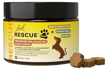 Rescue Pets - Friandises pour Chiens - Sérénité pour Voyage, Bruit, Solitude, Visite vétérinaire - Vegan & sans Alcool - Naturel