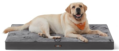 Feandrea Hundebett, Hundekissen waschbar, Hundematte abnehmbar, wasserdicht, 105 x 73 x 8 cm, Größe XL, für mittelgroße und große Hunde, Taubengrau PGW243G01