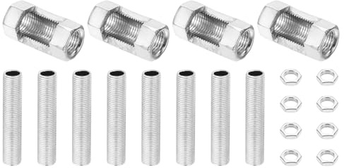 PATIKIL Sats reparation av rördelar med fin gänga M10 4 st M10 × 30 mutter sexkantig koppling metall gängat rör och hexagonal mutter för förlängningsstång för belysning