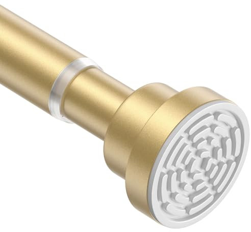 Shower Curtain Pole Extendable Curtain Poles 78-195 Cm Tension Rods For Curtains Extendable No Drill Shower Curtain Rail Non-Slip Gold Shower Pole for Bathroom Kitchen Bedroom