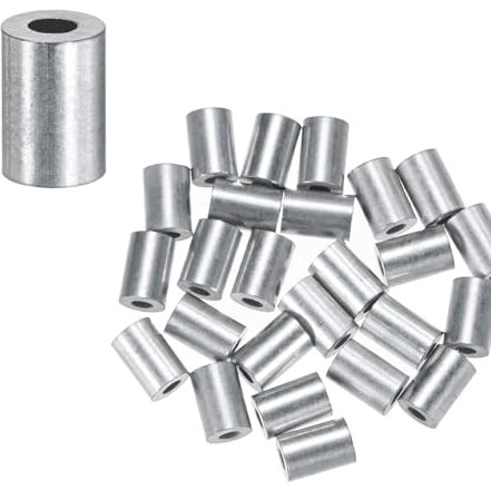 M METERXITY 100 Stück Aluminium Crimping Loop Sleeves, 1,2mm 3/64 Runde Barrel Drahtseilhülsen Kabel-Ferrule für Drahtseile/Kabel Crimping Loop Sleeve