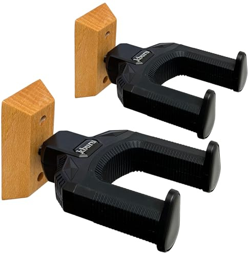 kburu ®️ Pack de 2 Soportes de pared con bloqueo automático de seguridad para Guitarras, Bajo eléctrico, Ukelele y más instrumentos | Colgador de guitarra | Accesorio ideal para Guitarristas