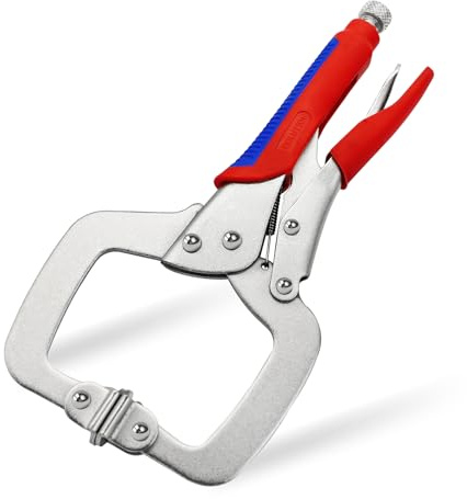 TOOLUTION 11-Inch Locking C-Clamp Plier, Heavy Duty Locking Pliers with Ergonomic Handle for Welding, Woodworking, Metalworking, Auto Repair & Home DIY Projects