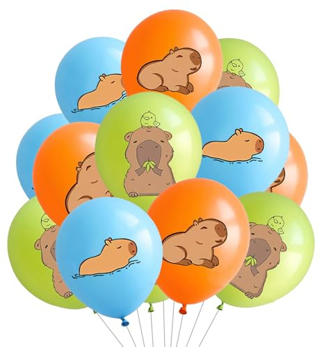 Ovanda Capybara Decoración de Cumpleaños, Globos de Aire Infantil Animales, 15 Unidades 12 Pulgadas Látex Impresión Fiesta Animals Capybara Set Globo, Niños Cumpleaños Decoración Fiesta Temática Globo