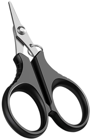 Avejjbaey Tijeras de pesca de acero inoxidable con dientes dentados, cortador de línea trenzada, alicates de tijera de pesca de acero inoxidable