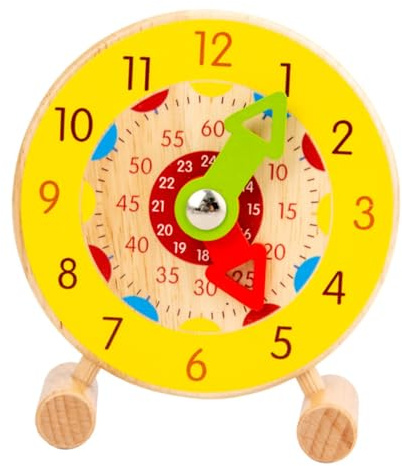 HONITANO Wooden Educational Clock for Non-toxic Material Learning Aid Early Cognitive Development Tool for Teaching Concepts
