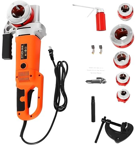 FgdVrelnor Filettatrice Elettrica Professionale 2300W, Filettatrice per Tubi a Mano con 6 Filiere (1/2–2 Pollici), Motore in Rame con Valigetta,Adatto per Tubi in Polipropilene e Tubi in Alluminio