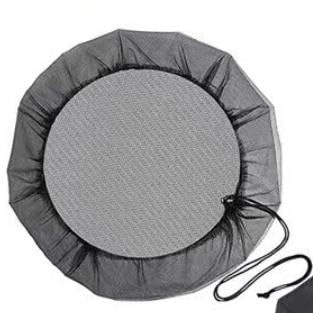 PYRUVAE Red para Barril de Lluvia 120 cm, Malla Protectora con Cordón Ajustable para Depósito de Agua, Filtro Antimosquitos y Hojas para Exterior, Funda de Poliéster Negro para Jardín
