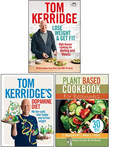 Perdere peso e mettersi in forma [copertina rigida], dieta dopaminergica di Tom Kerridge [copertina rigida], libro di cucina a base vegetale per principianti Set di 3 libri
