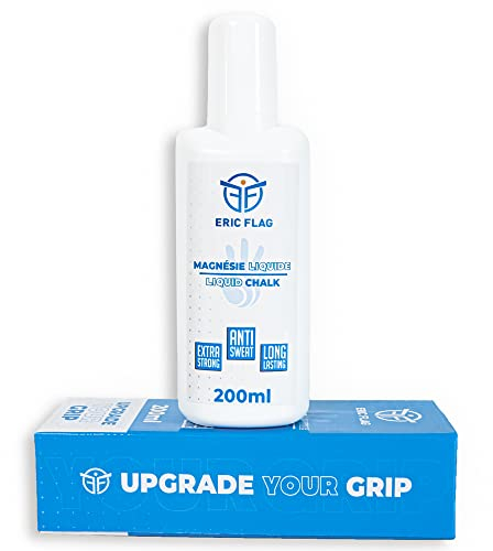 Eric Flag Liquid Chalk 200 ml – Extra starker Grip & schnell trocknend – Trockene Hände, Flüssigkreide für Klettern, Crossfit, Calisthenics, Gymnastik, Krafttraining, Pole Dance und Padel