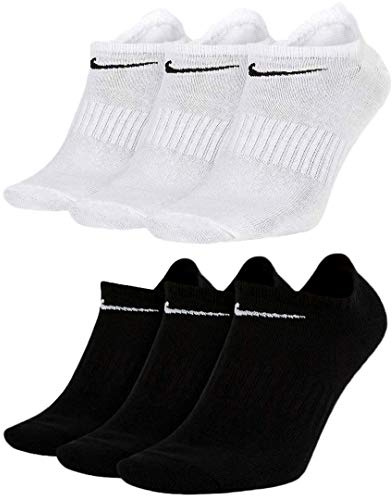 NIKE Socken 6 Paar Sneakersocken Füßlinge Socken SX7678 Weiß Grau Schwarz, Farbe:Schwarz/Weiß, Socken Neu:34-38