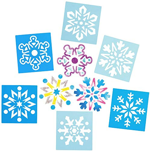 Baker Ross AX404 Schneeflockenschablonen - 8 Stück, Festliche Künstler- und Bastelbedarf zum Basteln und Dekorieren zur Weihnachtszeit
