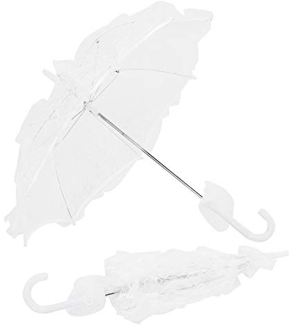 HERCHR Parapluie de parasol en dentelle blanche, parapluie de décoration de mariage, parapluie vintage ridal parapluies de broderie romantique pour accessoires de photo de mariée Costume de dame