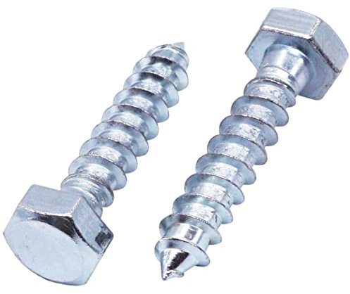 SKIR'CO (50 piezas) DIN 571 Tornillos de madera de cabeza hexagonal de acero galvanizado M8 x 40 mm, tornillos de coach, tornillos hexagonales, tornillos de retardo