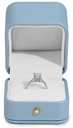 Oirlv PU Leder Ringbox Verlobungs Ringschatulle Schmuck Geschenkschatulle für Hochzeit,Vorschlag,Valentinstag(Himmel Blau)