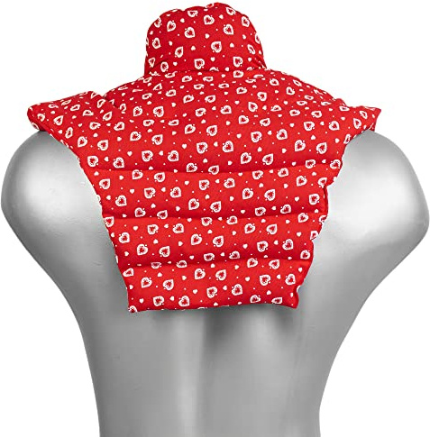 Cuscino per il collo con forma a U per l'area cervicale - Collo + Spalle + Schiena - Cuscino termico con semi di farro - Cuscino per il collo - cuore rosso