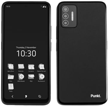 Punkt. MC02 5G Secure phone, Smartphone with Apostrophy OS, Built-In VPN, Swiss, Threema Messenger, Data Privacy, Digital Security, 128 GB Storage, 6 GB RAM, Unlocked - Black