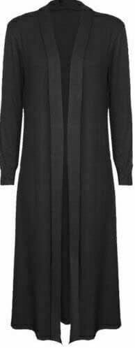 Womens Ladies Floaty Casual Waterfall Long Sleeves Open Front Duster Coat Maxi Long Cardigan, Soft Warm Oversized Boyfriend Collared Top Jacket Blazer Overcoat UK Plus Size 8-26, Black -20-22