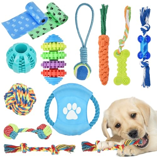 Timiyou 15 Stück Hundespielzeug, Welpe Hund Kauspielzeug, Welpenspielzeug mit Ball Seil, Hundespielzeug Unzerstörbar für Kleine Große Mittelgroßen Hund Zahnreinigung