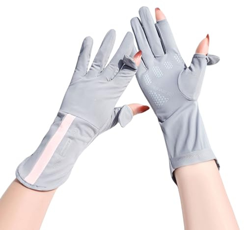 OTKARXUS Guantes de protección solar UV, 1 par de guantes de conducción de seda de hielo transpirables para mujer, guantes de protección solar para verano, equitación, conducción, pesca, golf,