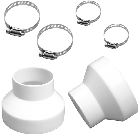 2 Pezzi Tubo Cappa Cucina Riduzione Scarico Tubo, Materiale ABS Tubo per Cappa Aspirante Cucina Riduttore Tubo Condizionatore Portatile, per Tubo di Ventilazione/Riduzione di Tubo