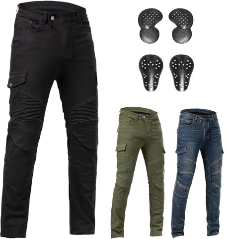 CE Armed Motorcycle Byxor: Motocross-Jeans för Motorcyklar och Dirt Bikes med Snygg Design,Noir,38W/31L
