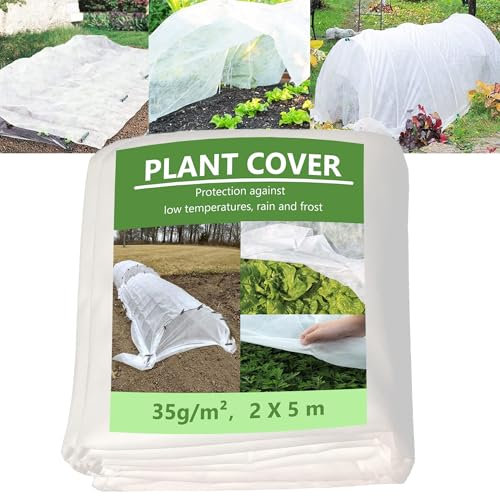Toced Garden Plant Fleece Frost Protection, 35gsm 2m x 5m Garden Fleece, Plant Antifreeze Cloth Winter Plant Protection Fabric, Non-Woven Fabric Winter Plant Frost Protection
