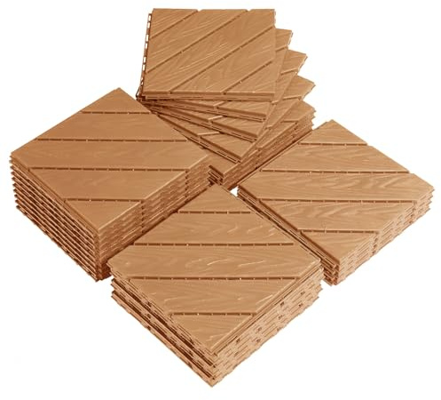 LEADZM 30 x 30 cm, 2,5 m² ≈ 27 piastrelle per balcone, piastrelle a clic, piastrelle per terrazze, come rivestimento per pavimenti in esterni con drenaggio, grigio scuro/marrone chiaro/brunastro