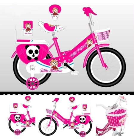 Pink Girls Bike, Bicycle, 12 14 16 18 20, Cycling, Girls Cycle, Road Bike, Child Road Bike, Adjustable Bike, Raleigh, BMX, Tourer, 2-12 Years Old, Stabilisers, New (18 Inch)