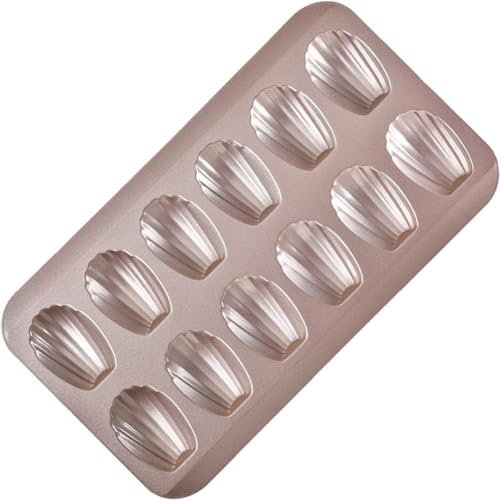 Lipfer Teglia Antiaderente per Biscotti Madeleine, 12 cavità, Resistente, per Cottura Forno, Stampo per Torta Madeleine, a Forma di Conchiglia, Resistente alla Deformazione