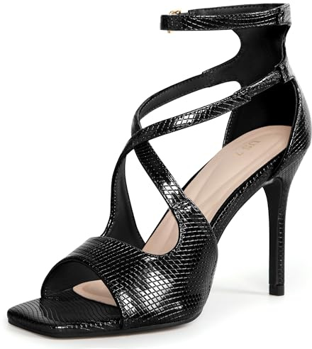 Allegra K Women's Peep Toe Crisscross Strappy Stiletto Heel Sandals Black 6 UK/Label Size 8 US