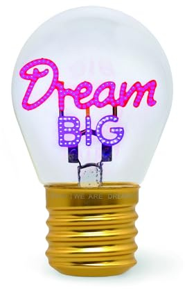 Legami - Lampada da Tavolo a forma di Lampadina, Ricaricabile con Cavo USB, Senza Fili, Bulb Fiction, Tema Dream Big, 6.8 x 10.3 cm