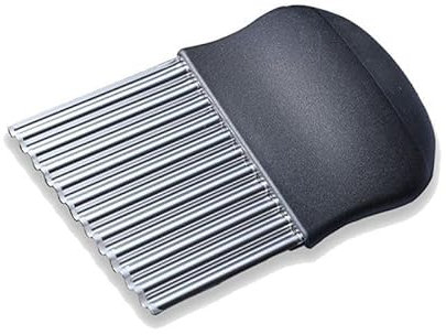 NEXROLA Tagliaverdure, affettaverdure ondulato in acciaio inox, affettaverdure ondulato per bambini, coltello per patatine, taglierina patate, cipolle, cetrioli, carote (nero)